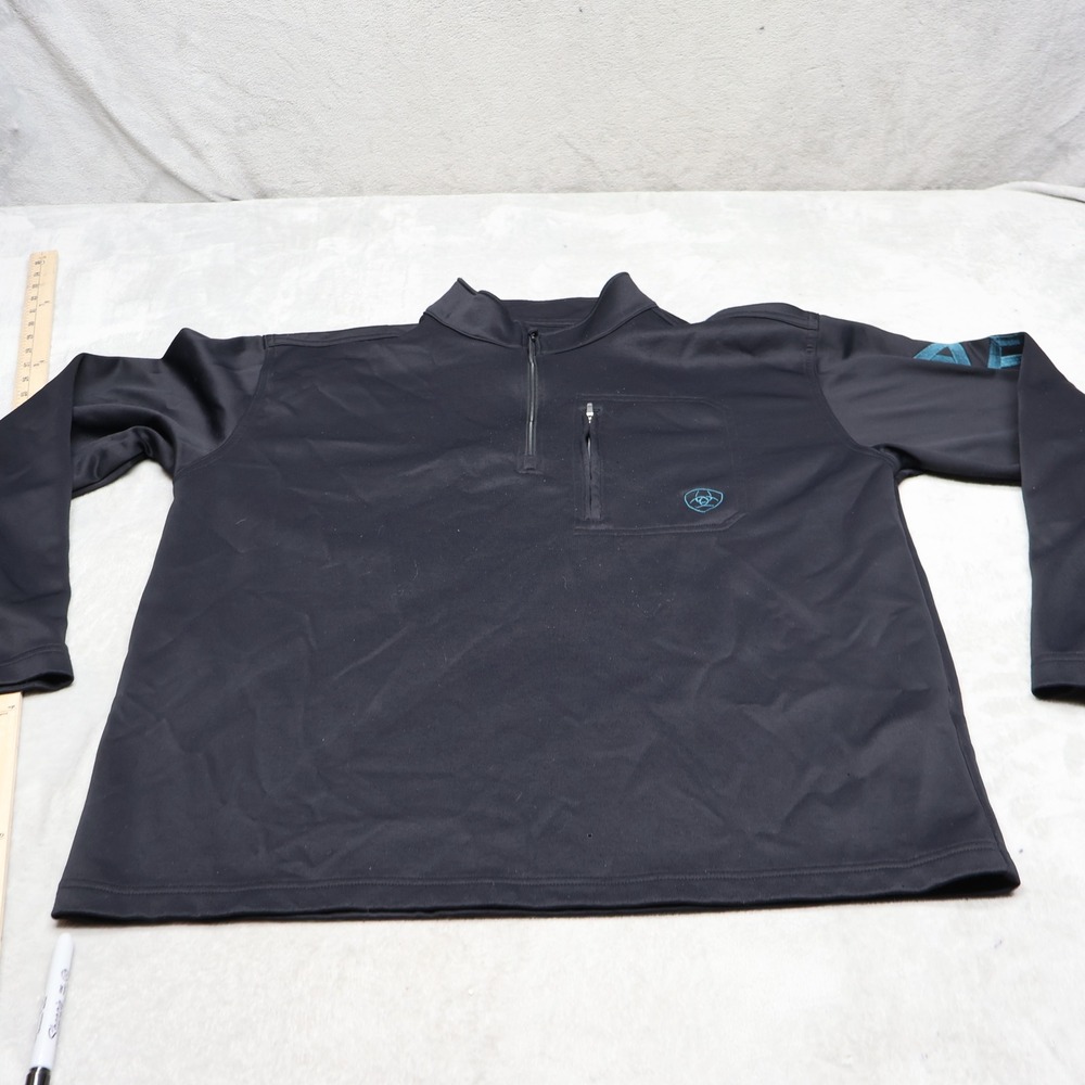 Ariat Sweater Men Large Black Fleece 1/4 Zip AriatTek Cold Series  Pullover